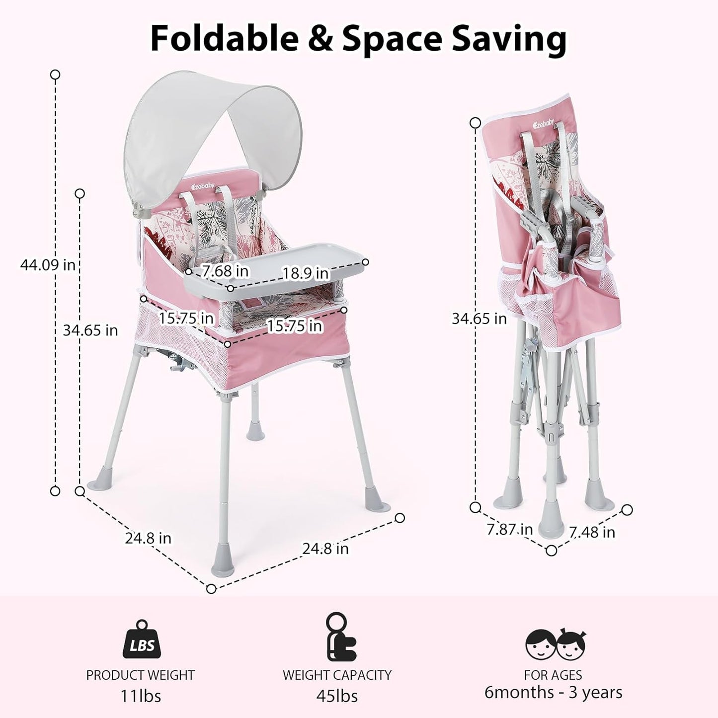 Portable High Chair for Indoor and Outdoor Use