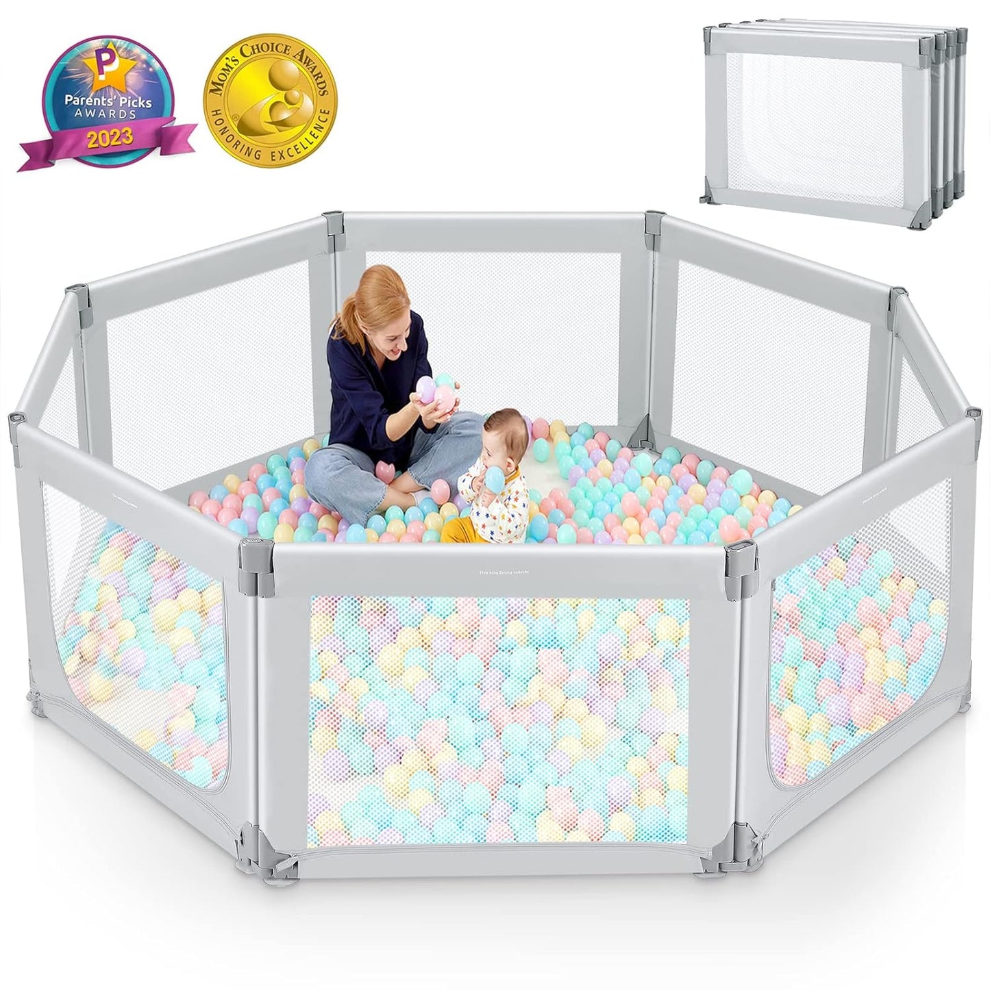 Foldable Baby Playpen,Toddlers Playpen with Soft Breathable Mesh