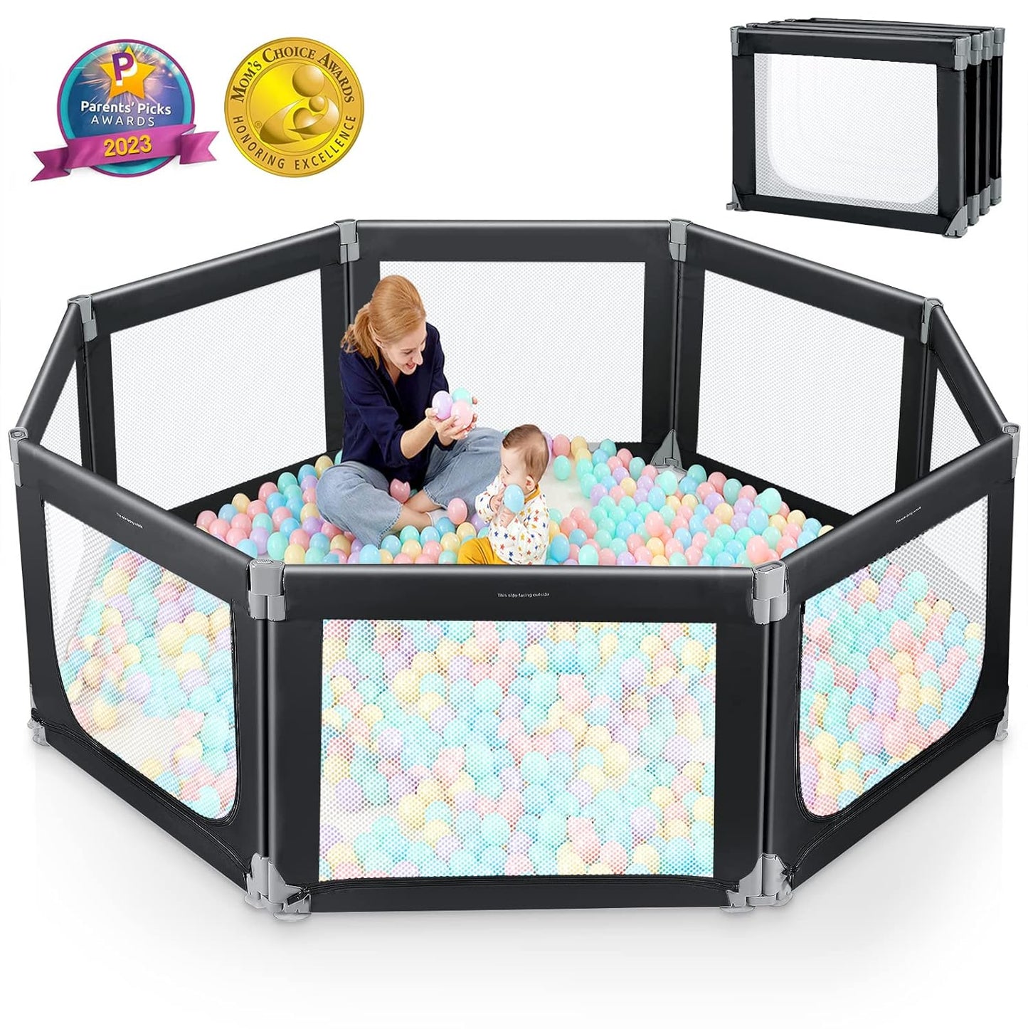Foldable Baby Playpen,Toddlers Playpen with Soft Breathable Mesh