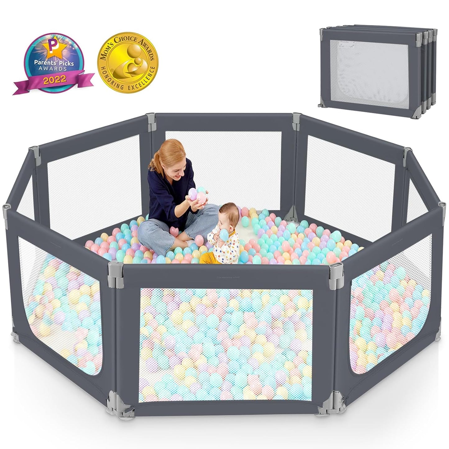 Foldable Baby Playpen,Toddlers Playpen with Soft Breathable Mesh