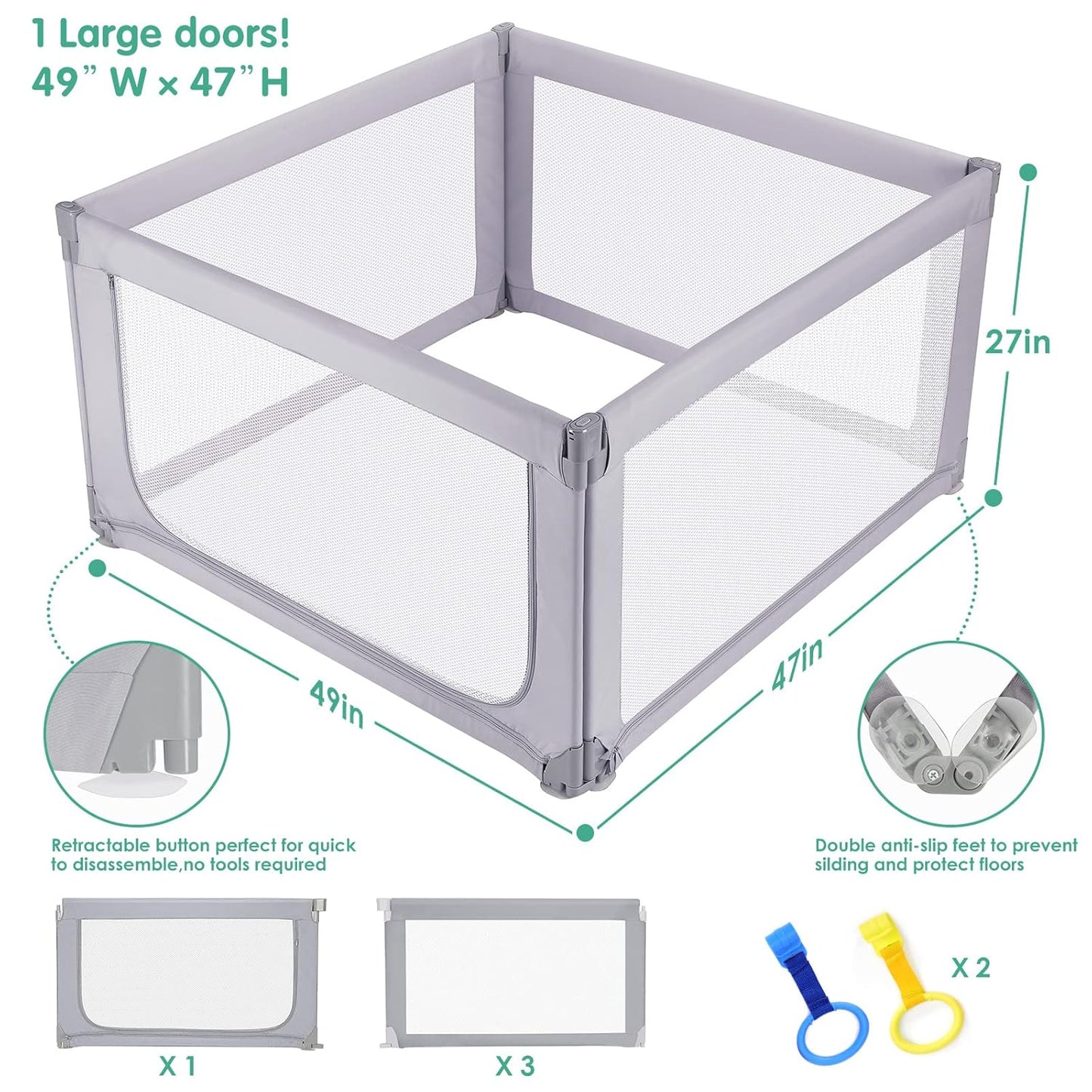 Foldable Baby Playpen,Toddlers Playpen with Soft Breathable Mesh