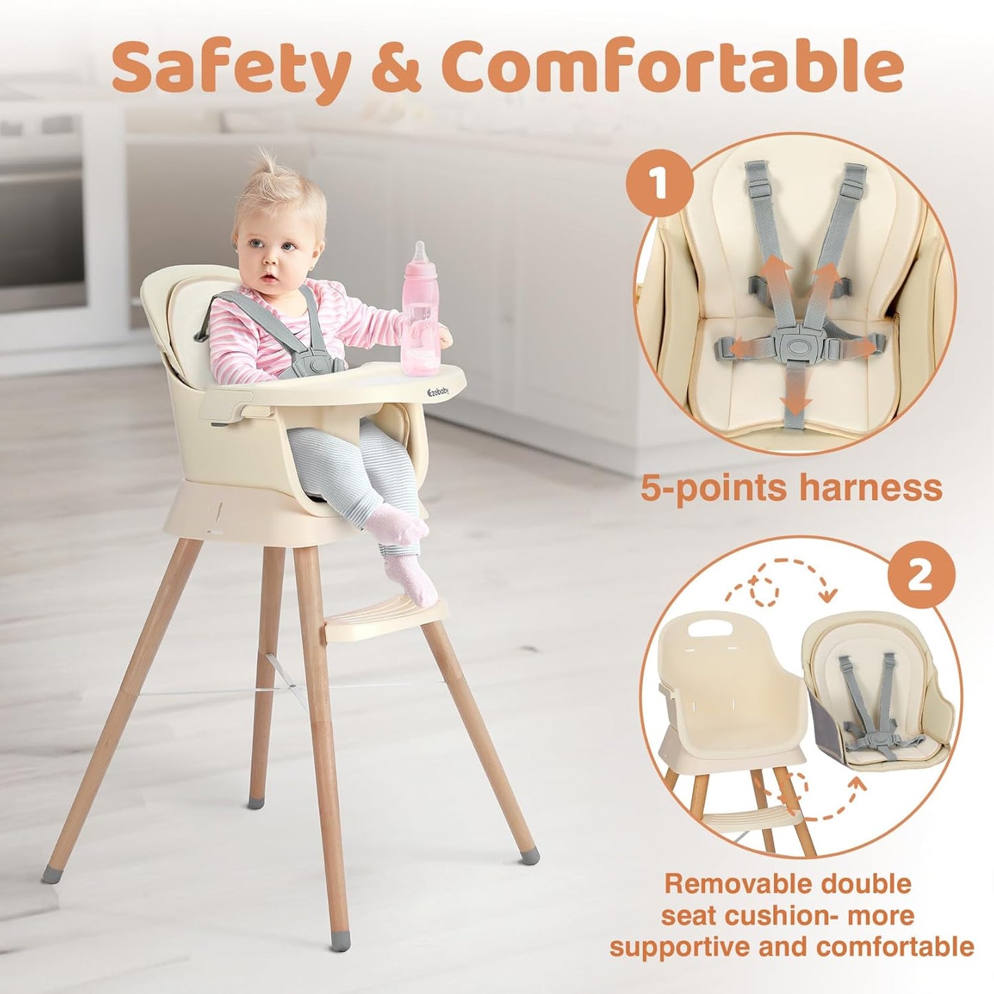 Portable Baby High Chair for Babies and Toddlers