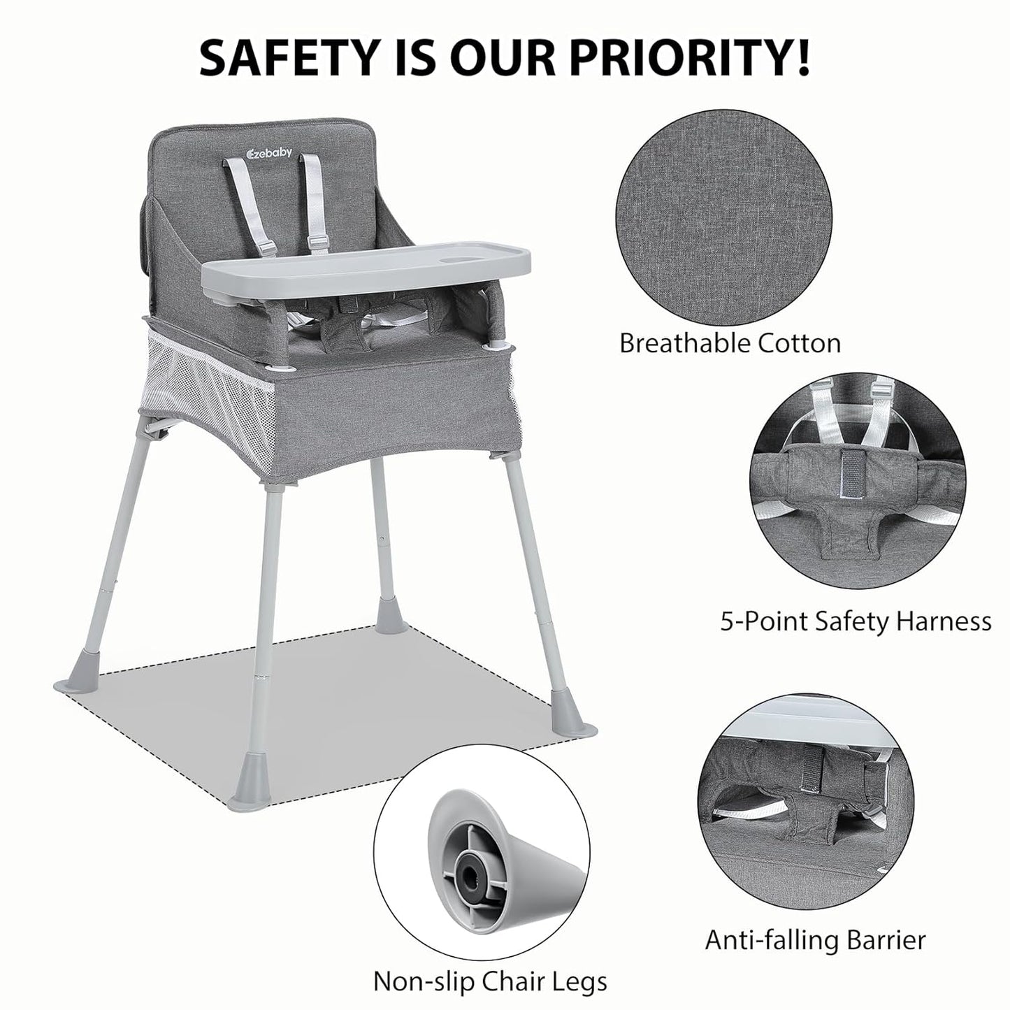 Portable High Chair for Indoor and Outdoor Use