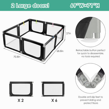 Foldable Baby Playpen,Toddlers Playpen with Soft Breathable Mesh