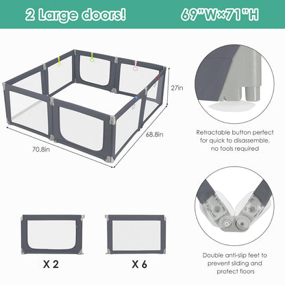 Foldable Baby Playpen,Toddlers Playpen with Soft Breathable Mesh