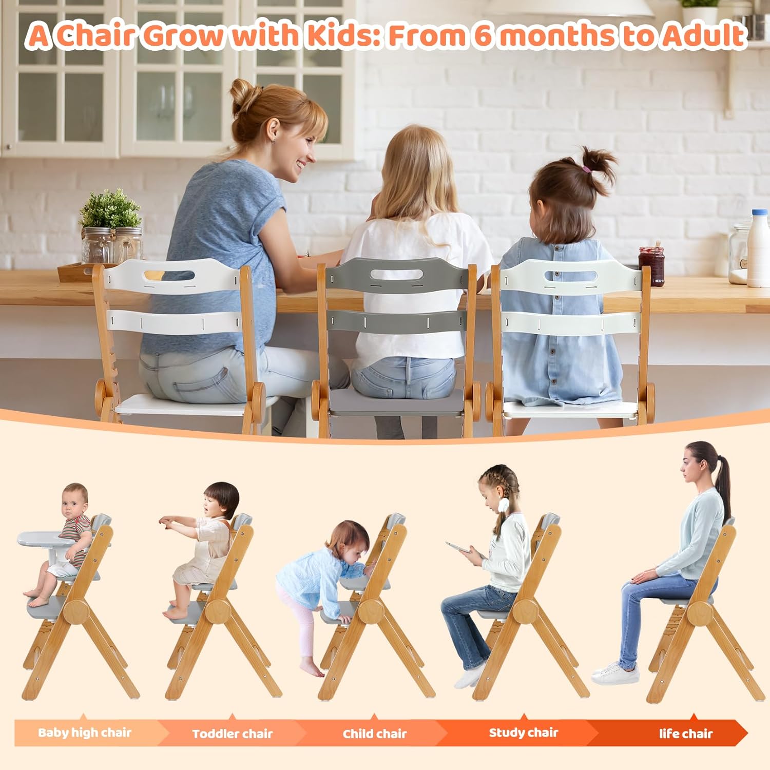 summer infant high chair wood Ezebaby Wooden High Chair Grow with Your Child