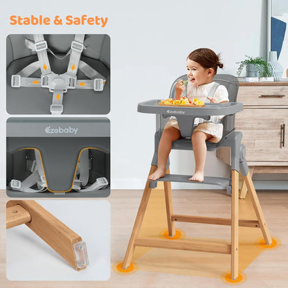 3-in-1 Convertible Baby High Chair Dining Booster Seat Toddler Chair