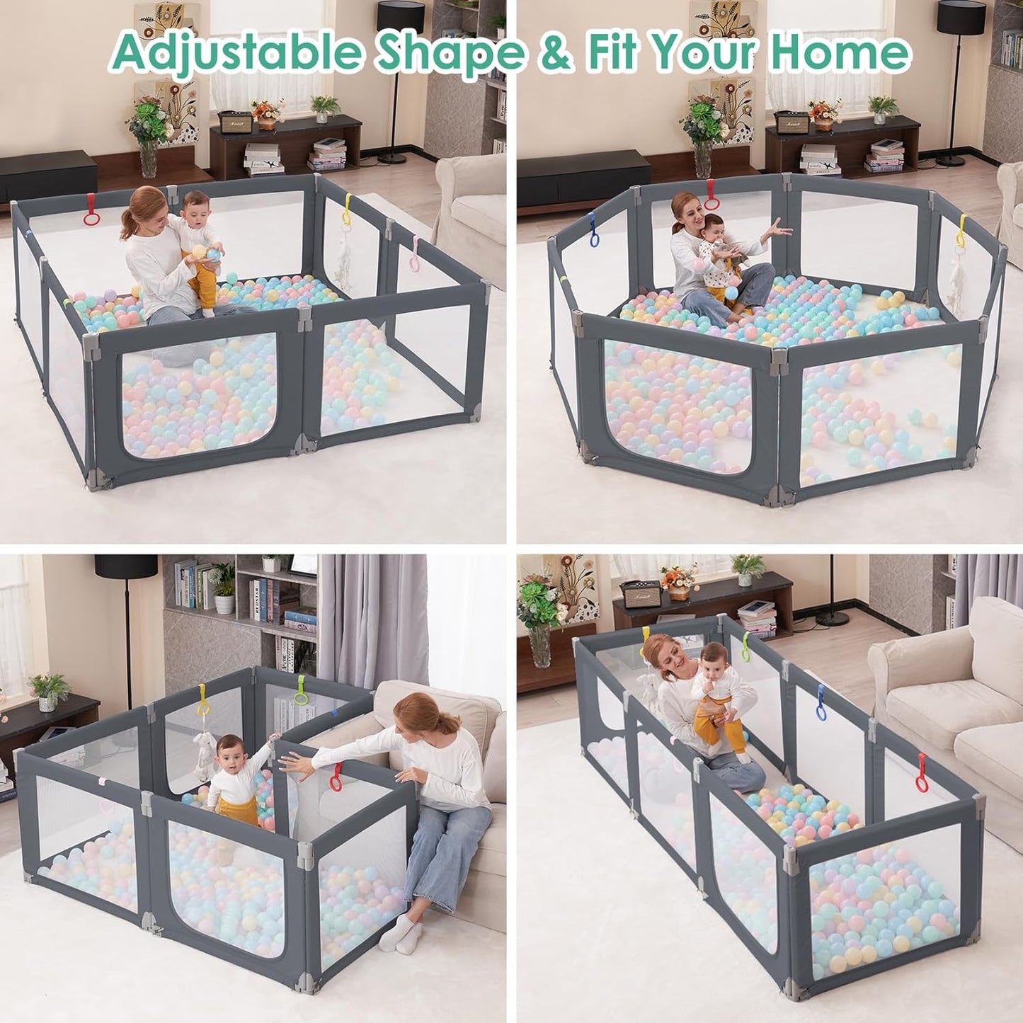 Foldable Baby Playpen,Toddlers Playpen with Soft Breathable Mesh