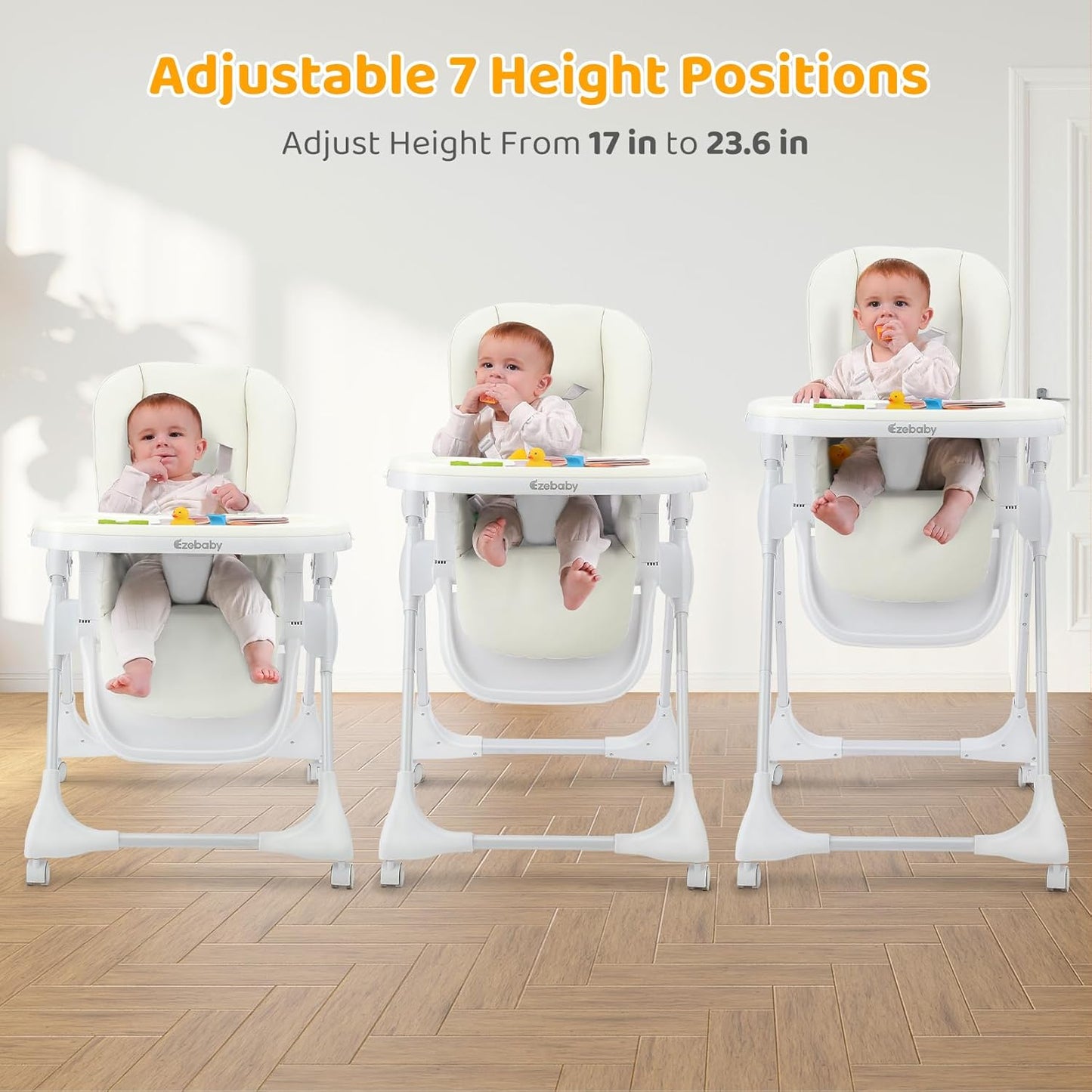 Ezebaby Baby High Chair Folding High Chair with Adjustable Heigh and Recline