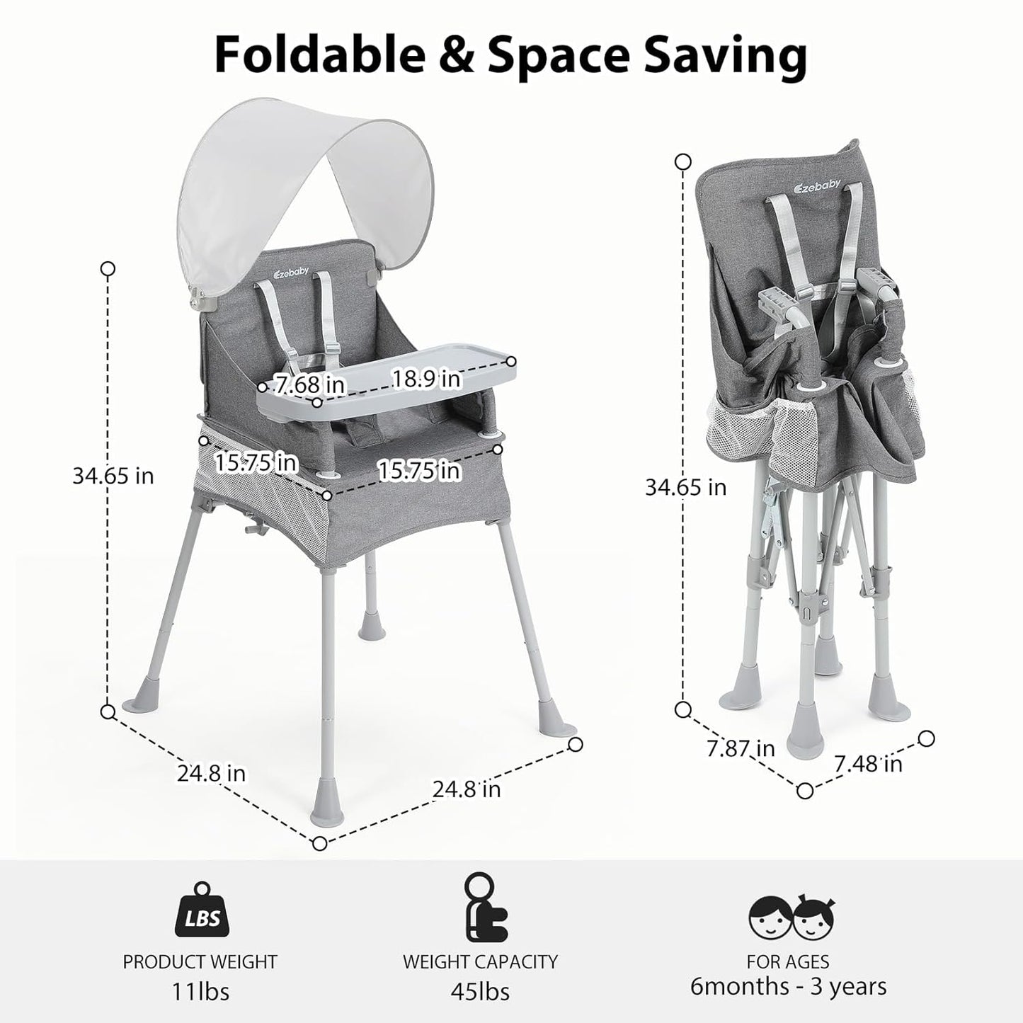 Portable High Chair for Indoor and Outdoor Use