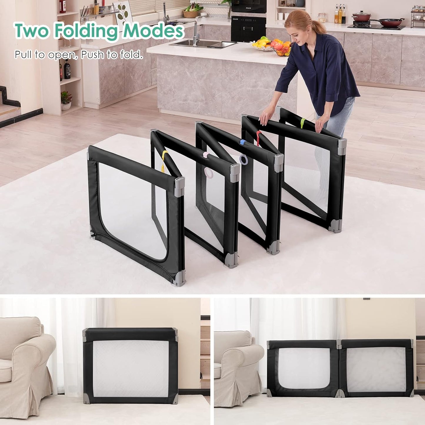 Foldable Baby Playpen,Toddlers Playpen with Soft Breathable Mesh