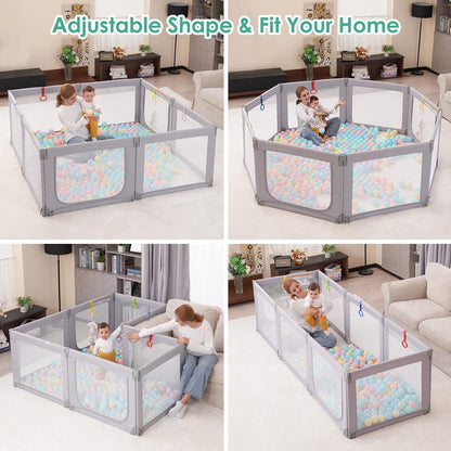 Foldable Baby Playpen,Toddlers Playpen with Soft Breathable Mesh