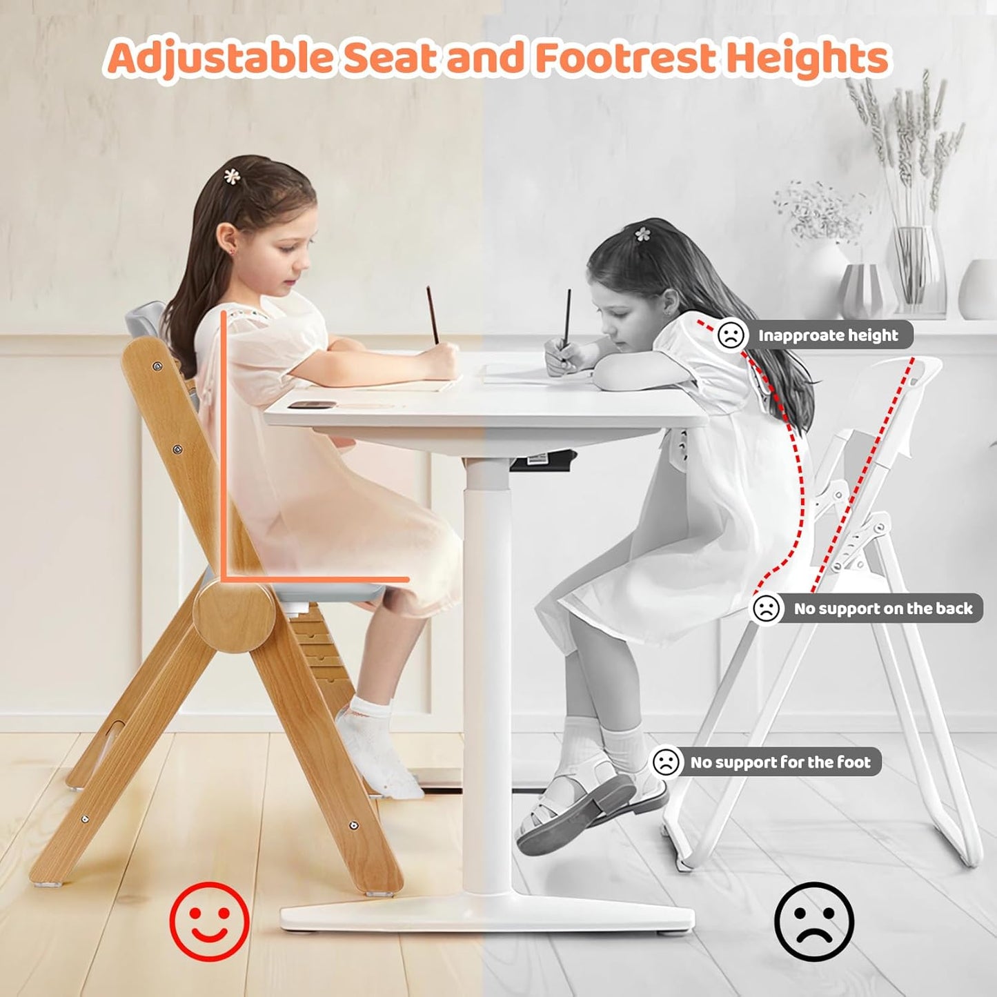 Ezebaby Wooden High Chair Grow with Your Child