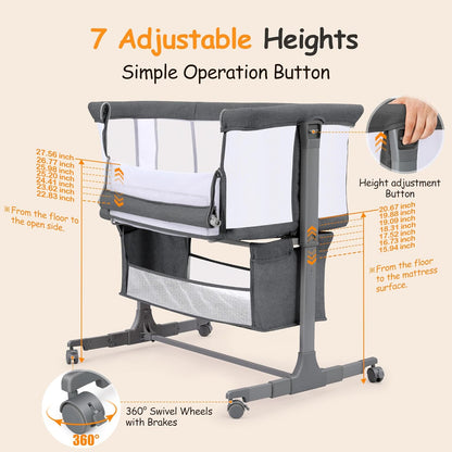 Ezebaby Baby Bassinet Portable Baby Bassinets Bedside Sleeper for Newborn Baby