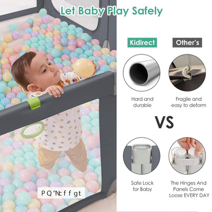 Foldable Baby Playpen,Toddlers Playpen with Soft Breathable Mesh