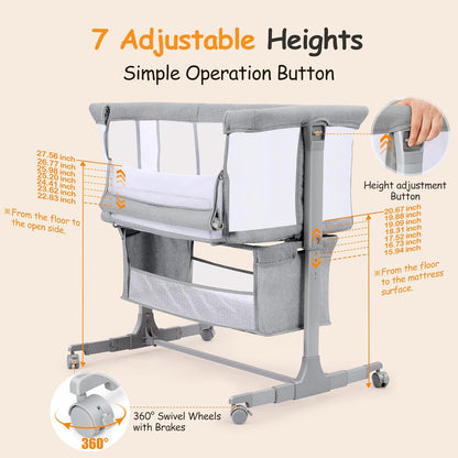 Ezebaby Baby Bassinet Portable Baby Bassinets Bedside Sleeper for Newborn Baby