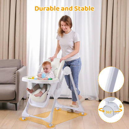 Ezebaby Baby High Chair Folding High Chair with Adjustable Heigh and Recline