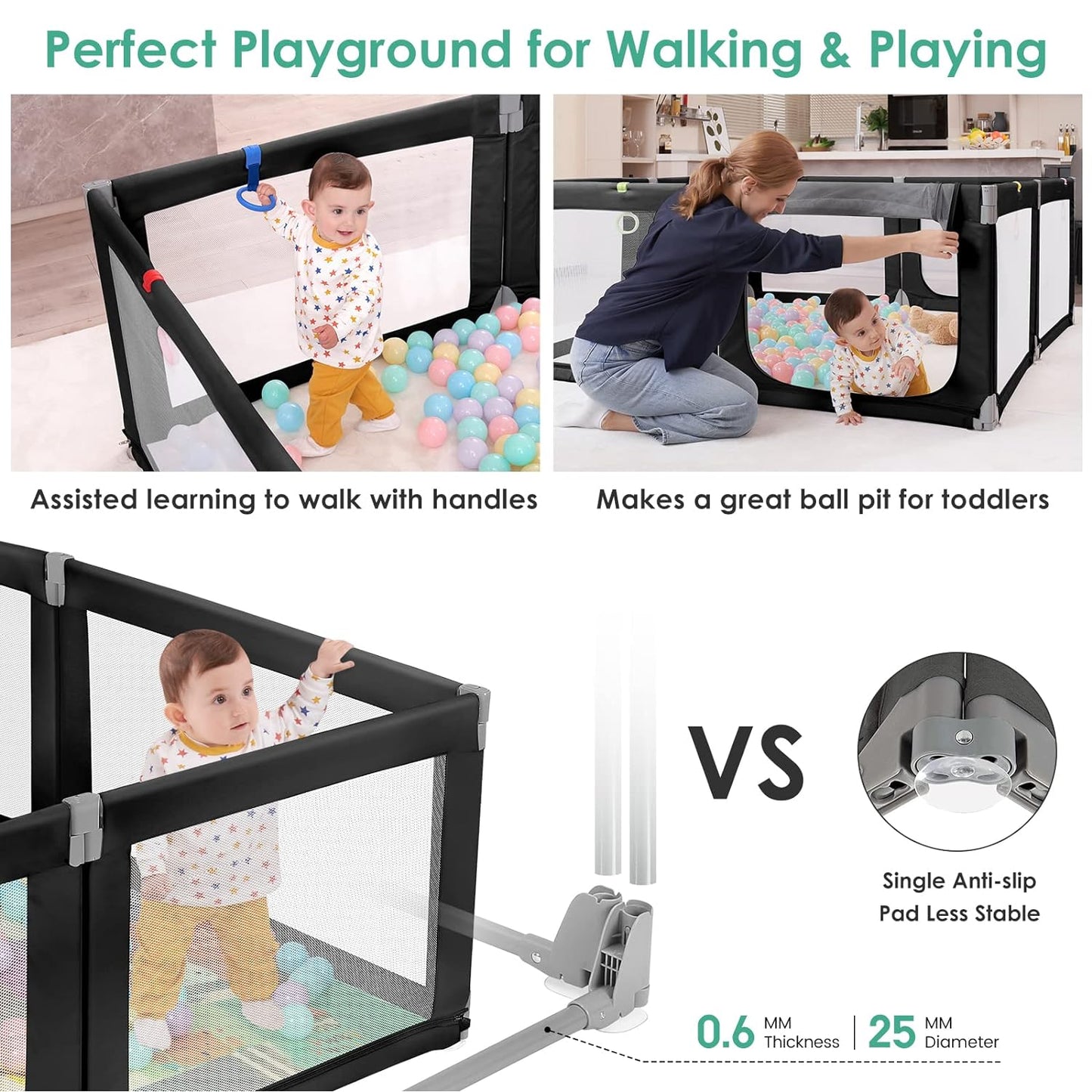 Foldable Baby Playpen,Toddlers Playpen with Soft Breathable Mesh