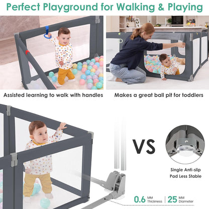 Foldable Baby Playpen,Toddlers Playpen with Soft Breathable Mesh
