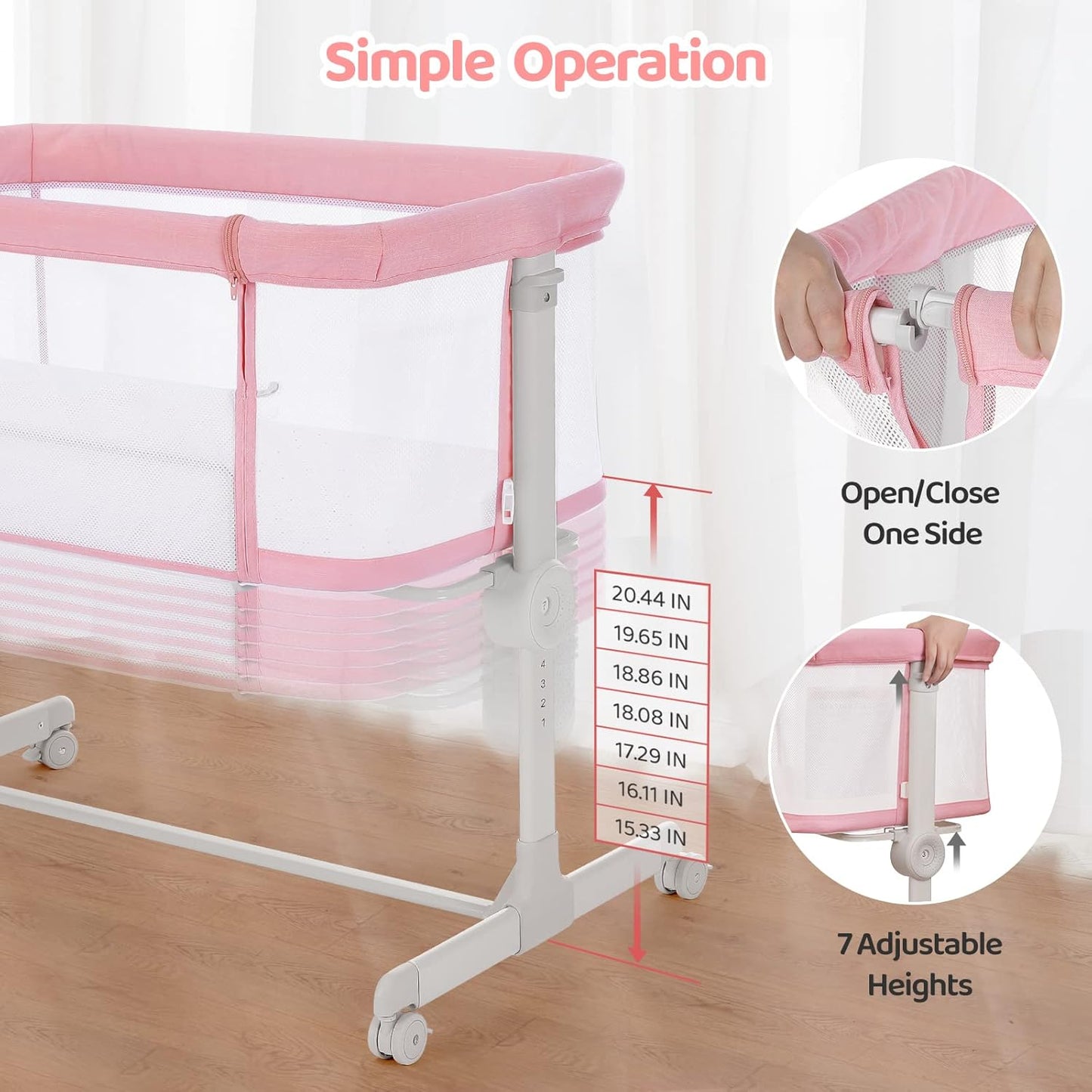 Portable Baby Bassinets Bedside Sleeper for Newborn Baby