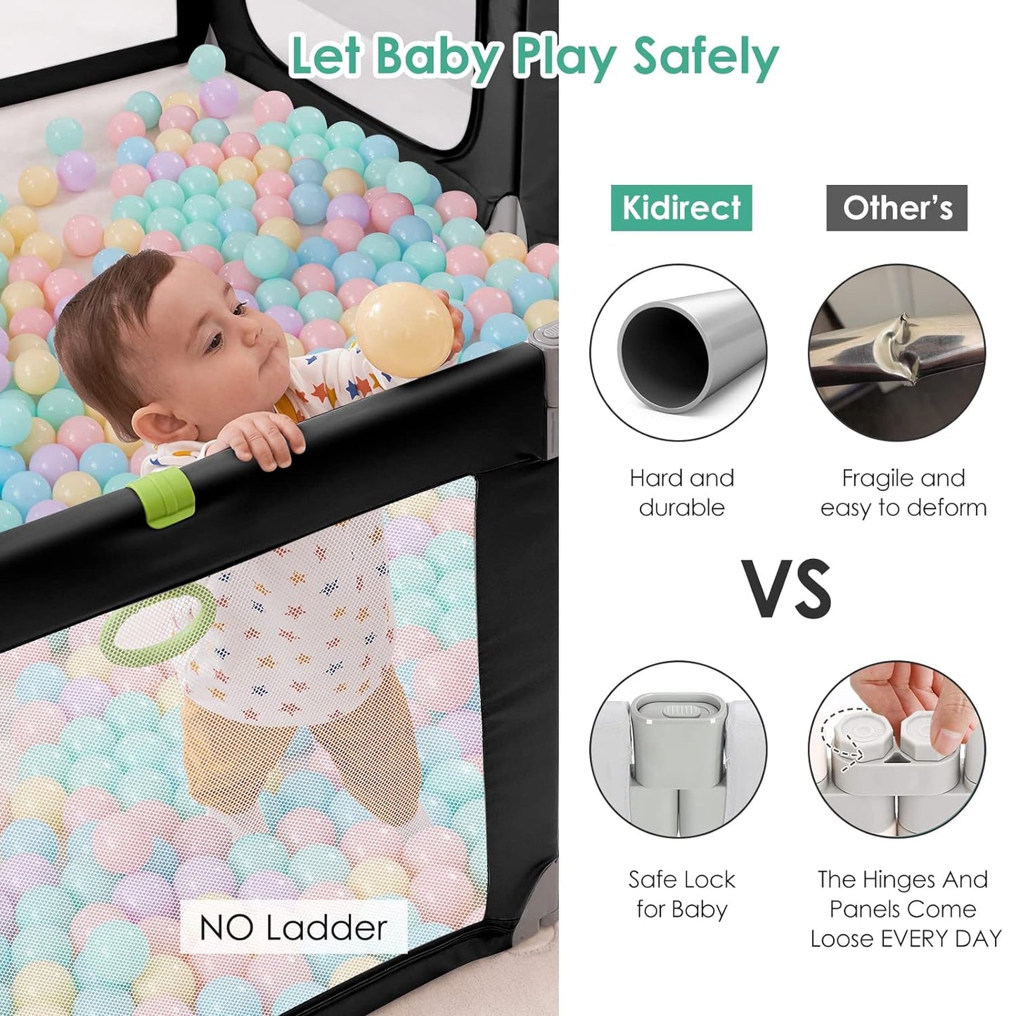 Foldable Baby Playpen,Toddlers Playpen with Soft Breathable Mesh
