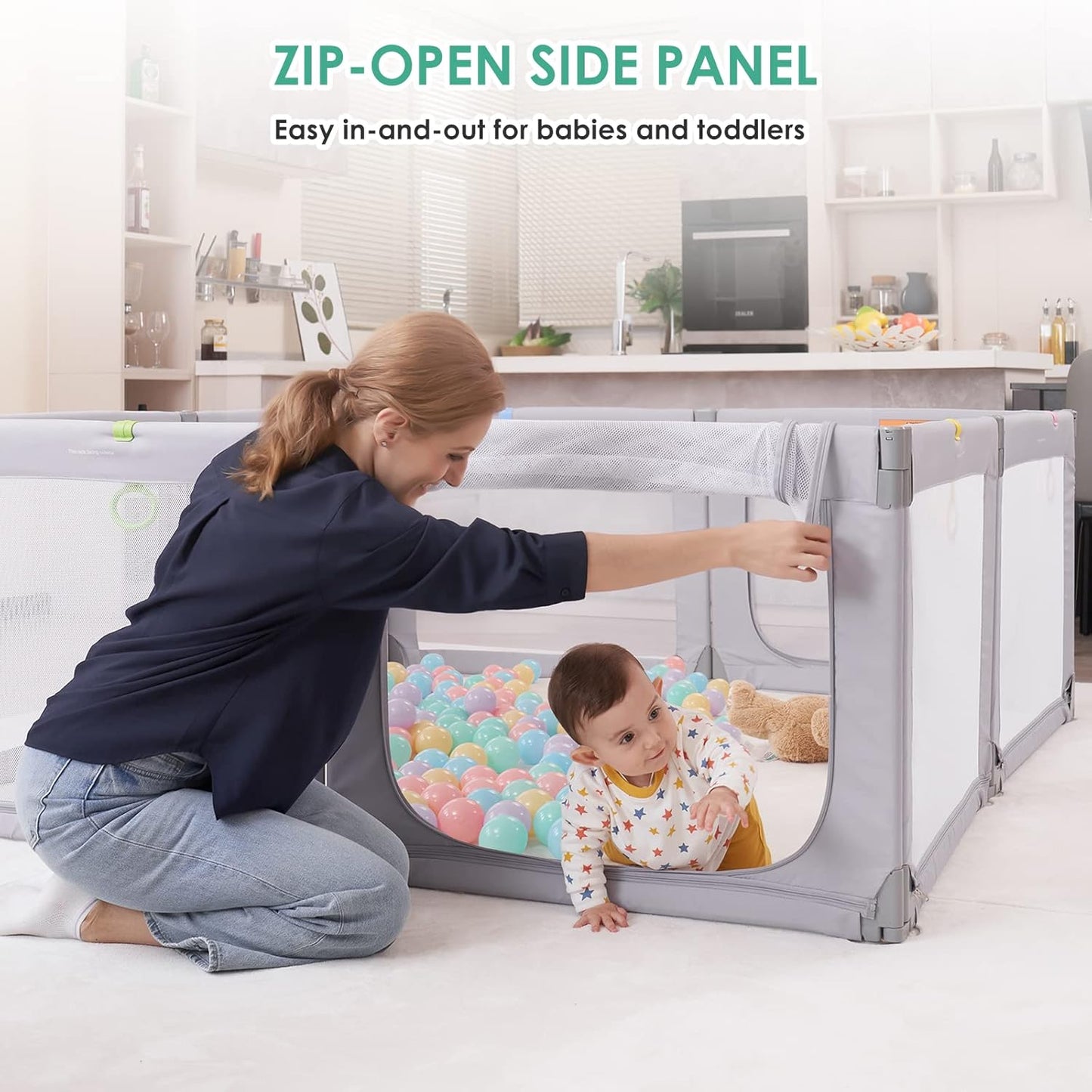 Foldable Baby Playpen,Toddlers Playpen with Soft Breathable Mesh