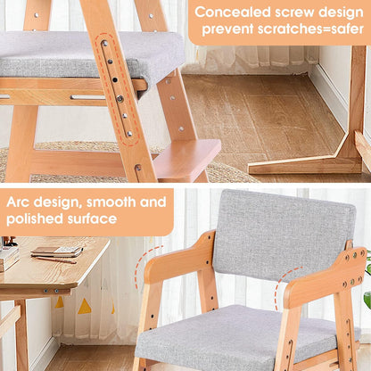 Ezebaby Wooden High Chair Adjustable Highchair for Toddlers to Teens with Steps