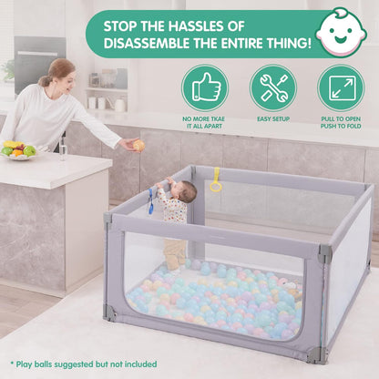 Foldable Baby Playpen,Toddlers Playpen with Soft Breathable Mesh